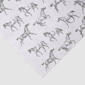 Elegantes Vintages Galloping Pferde Gray Toile Seidenpapier (Detail)