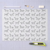 Elegantes Vintages Galloping Pferde Gray Toile Seidenpapier (Handwerk)