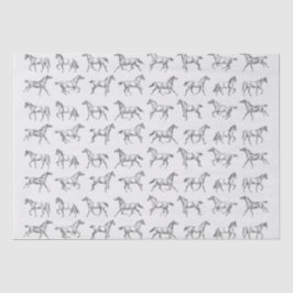 Elegantes Vintages Galloping Pferde Gray Toile Seidenpapier