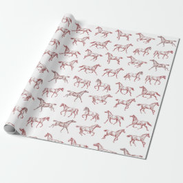 Elegantes Vintages Galloping Rotes Pferd Geschenkpapier
