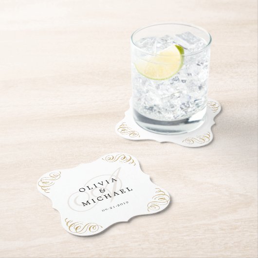 Elegantes Vintages geblüht Kalligraphiemonogramm Untersetzer (Vor Ort)