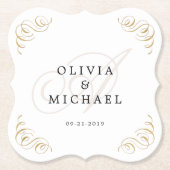 Elegantes Vintages geblüht Kalligraphiemonogramm Untersetzer (Vorderseite)