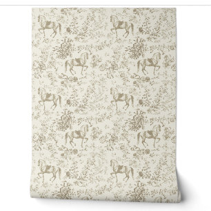 Elegantes, Vintages Gold Beige Pferdeblütenmuster Tapete