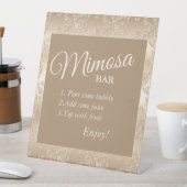 Elegantes Vintages Gold Brautparty Mimosa Bar Sockelschild (In Situ)