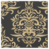 Elegantes Vintages Gold Damask Muster Schwarz Stoff (Nahaufnahme)