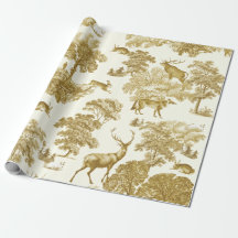Elegantes Vintages Gold Deer Fox Hare Country Toil