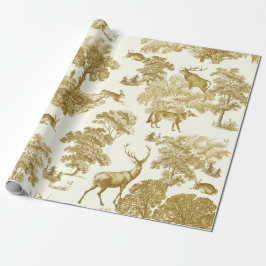Elegantes Vintages Gold Deer Fox Hare Country Toil Geschenkpapier