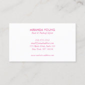 Elegantes Vintages Gold Emblem Rosa Streifen Schön Visitenkarte (Rückseite)