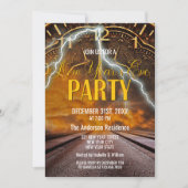 Elegantes Vintages Gold Silvester Party Einladung (Vorderseite)