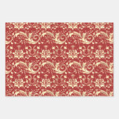 Elegantes Vintages Golddamastmuster Geschenkpapier Set (Vorderseite)