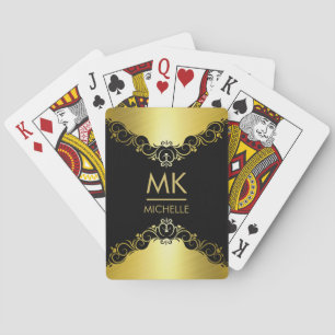Elegantes Vintages Goldmonogramm Spielkarten