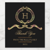 Elegantes, Vintages Goldmonogramm Weinetikett (Einzelnes Label)