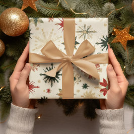 Elegantes Vintages Goldschneeflocken-Muster Geschenkpapier