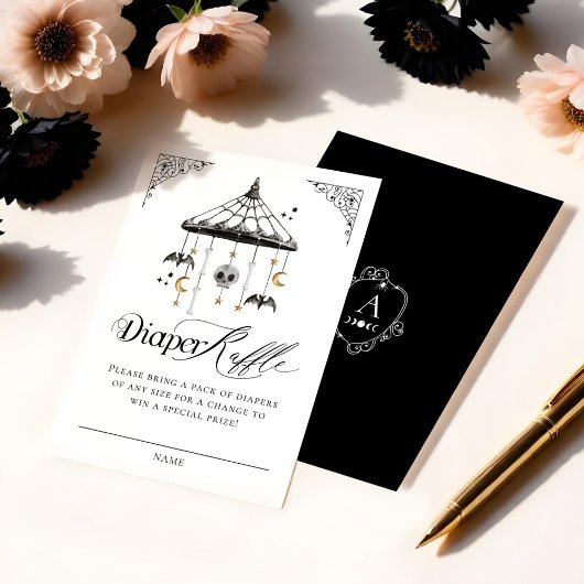 Elegantes Vintages Gothic Baby Mobile Diaper Raffl Begleitkarte