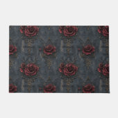Elegantes Vintages Gotisches Muster mit Rote Rosen Fußmatte (Vorderseite)