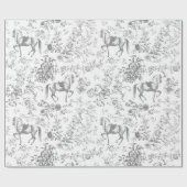 Elegantes, Vintages, graues, weißes Pferdeblütenmu Geschenkpapier (Flach)