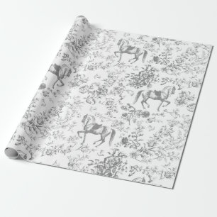 Elegantes, Vintages, graues, weißes Pferdeblütenmu Geschenkpapier