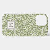 Elegantes Vintages Green Willow Blätter Monogram iPhone Hülle (Rückseite (Horizontal))