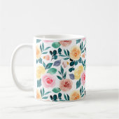 Elegantes Vintages, grünes, florales Muster Kaffeetasse (Links)
