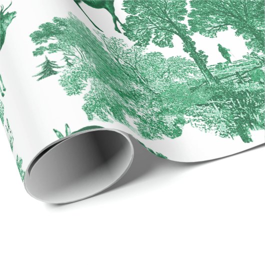 Elegantes Vintages Grünes Hirschfocksengarten Geschenkpapier (Rolleneckpunkt)