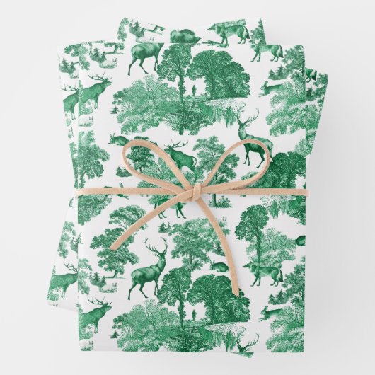 Elegantes Vintages Grünes Hirschfocksengarten Geschenkpapier Set (Beispiel)