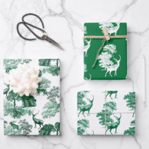 Elegantes Vintages Grünes Land Toile Deer Woods