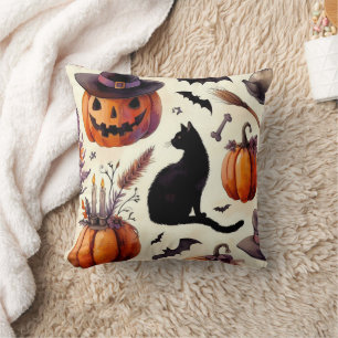 Elegantes Vintages Halloween-Aquarellmuster Kissen