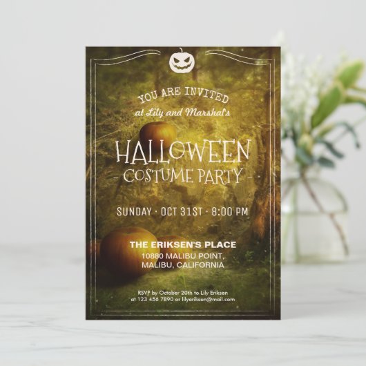 Elegantes Vintages Halloween-Party | Einladung (Stehend Vorderseite)