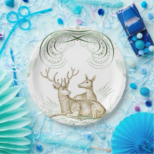 Elegantes Vintages Hirsch Pappteller (Party)