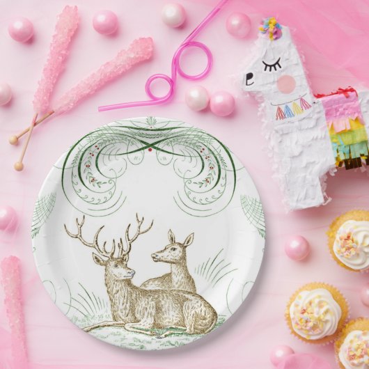 Elegantes Vintages Hirsch Pappteller (Party)