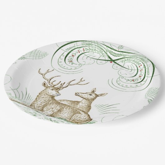 Elegantes Vintages Hirsch Pappteller (Schrägansicht)