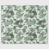 Elegantes Vintages Hirschfoxhaar Grün Geschenkpapier (Flach)