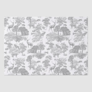 Elegantes Vintages Hirschwald Grau Country Toile Seidenpapier