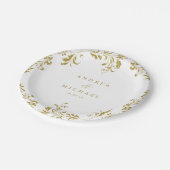 Elegantes Vintages Hochzeitsfest Pappteller (Schrägansicht)