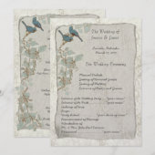 Elegantes Vintages Hochzeitsprogramm für Aquamarin Programm (Vorne/Hinten)