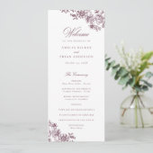 Elegantes Vintages Hochzeitsprogramm für Flora und Programm (Stehend Vorderseite)