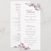 Elegantes Vintages Hochzeitsprogramm für Flora und Programm (Vorne/Hinten)