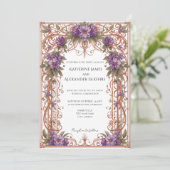 Elegantes Vintages Hochzeitsszenario im Jugendstil Einladung (Stehend Vorderseite)