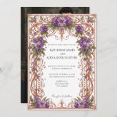 Elegantes Vintages Hochzeitsszenario im Jugendstil Einladung (Vorne/Hinten)