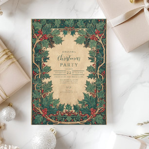 Elegantes Vintages Holly Christmas Party Einladung