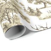 Elegantes Vintages Holzland Beige Fox Rabbit Toile Geschenkpapier (Rolleneckpunkt)