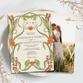 Elegantes Vintages Jugendstil Foto Hochzeit Einladung