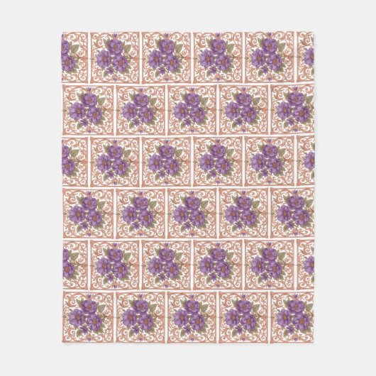 Elegantes Vintages Jugendstilfloral Fleecedecke (Vorderseite)