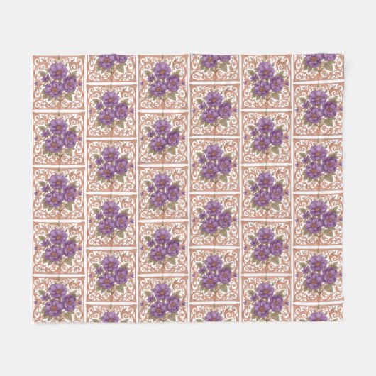 Elegantes Vintages Jugendstilfloral Fleecedecke (Vorderseite (Horizontal))