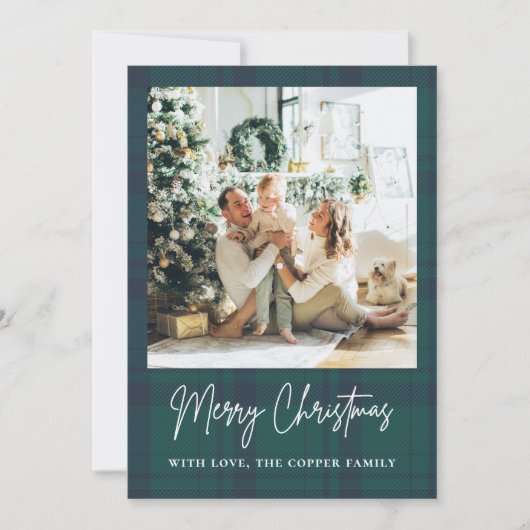 Elegantes Vintages Kariertes Foto Weihnachten (Vorderseite)