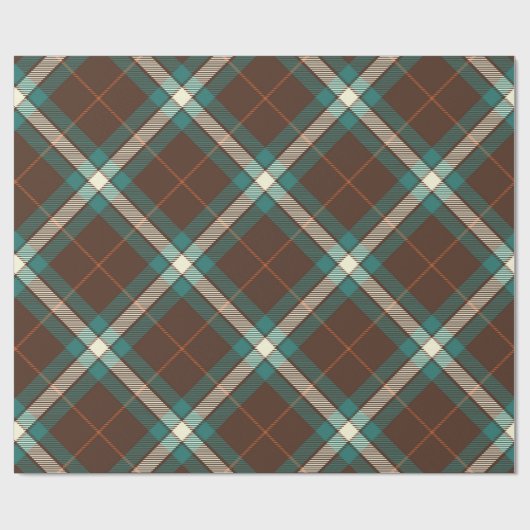 Elegantes, Vintages Kariertes grünbraunes Gewebe Geschenkpapier (Flach)