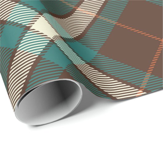 Elegantes, Vintages Kariertes grünbraunes Gewebe Geschenkpapier (Rolleneckpunkt)