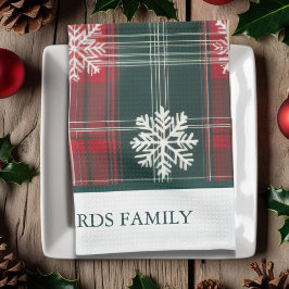 Elegantes Vintages Kariertes Schneeflockenmuster W Geschirrtuch