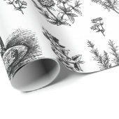 Elegantes Vintages Kräutergarten Schwarz-weißes St Geschenkpapier (Rolleneckpunkt)