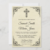 Elegantes Vintages Kreuz Christliche Einladung zur (Vorderseite)